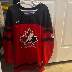 Nike Red and Black Canada Hockey Jersey